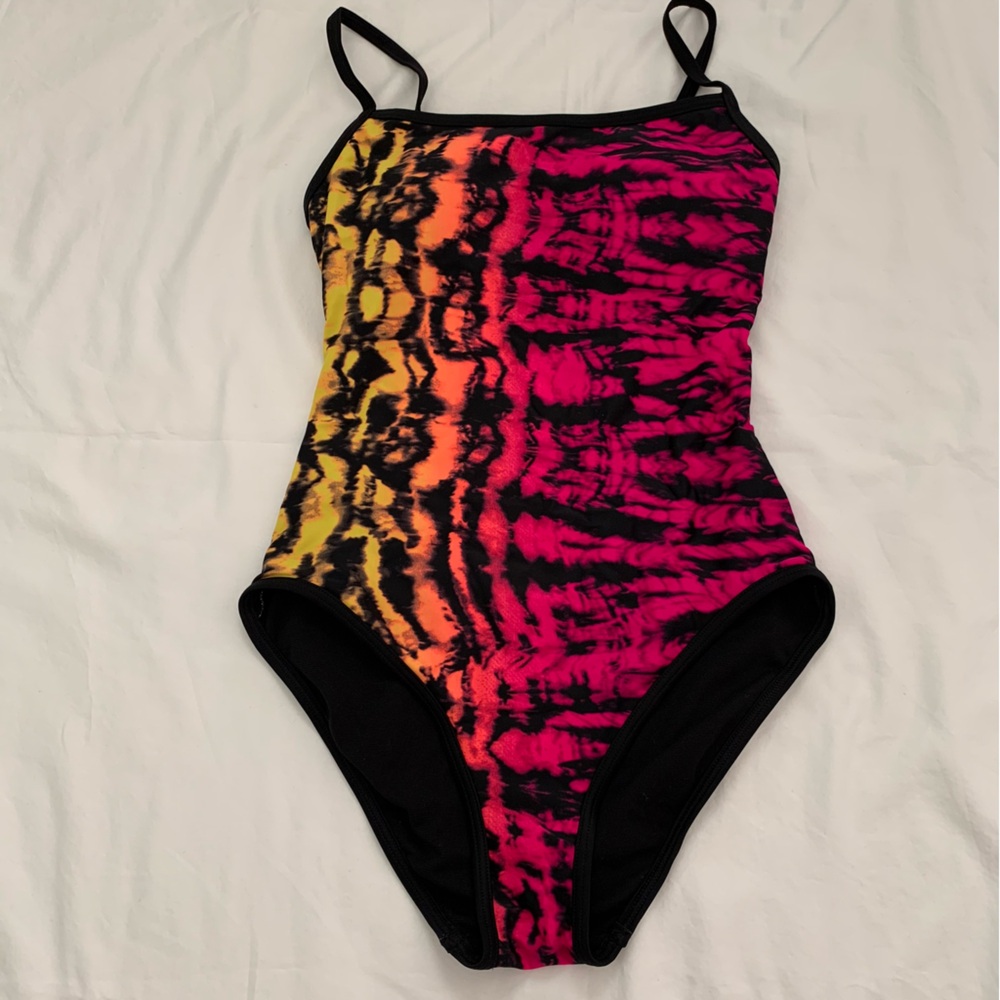 TYR Vibrant Pink and Orange Swimwear Size S